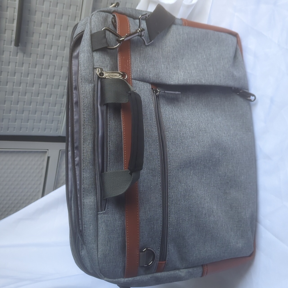 Gray and Brown Men's laptop Bag